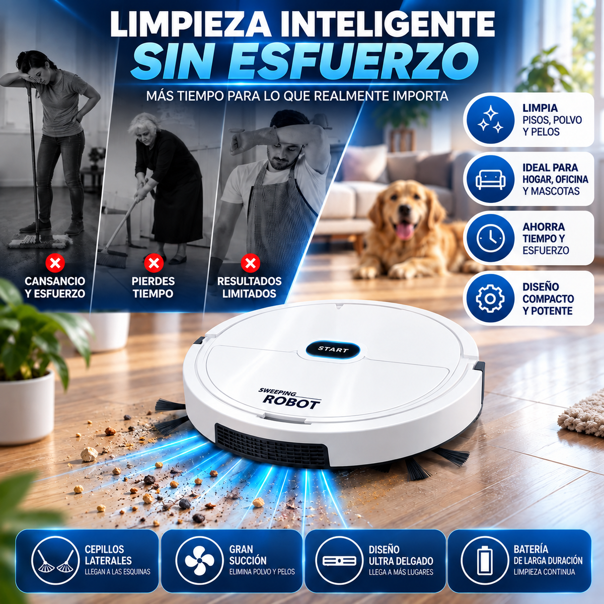 RoboClean™ | Robot Aspiradora 3 En 1 Inteligente