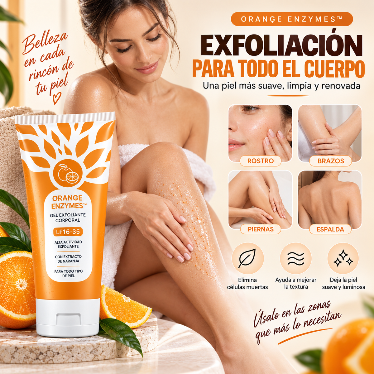🍊 Orange Enzymes™ | Gel Exfoliante Facial para una Piel Más Suave y Radiante