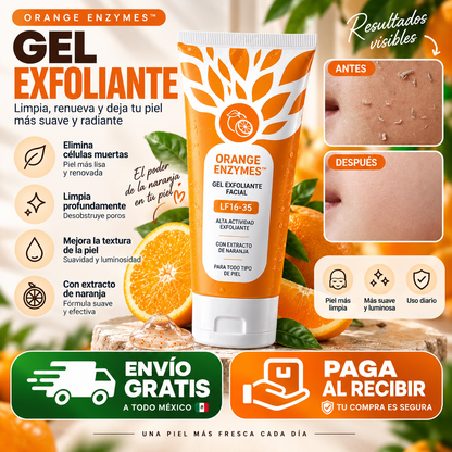 🍊 Orange Enzymes™ | Gel Exfoliante Facial para una Piel Más Suave y Radiante