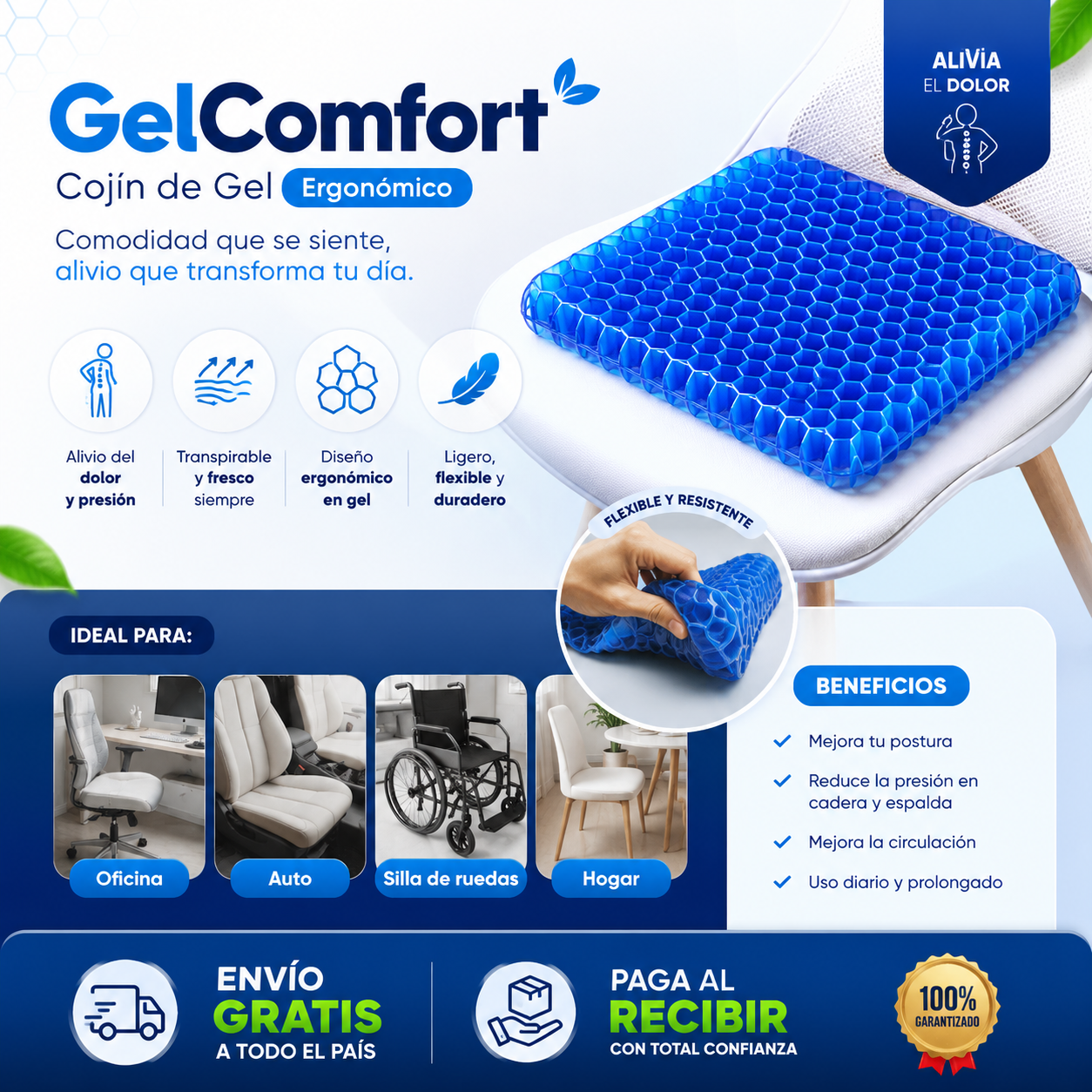 GelComfort™ | Cojín Antidolor para Espalda y Cadera