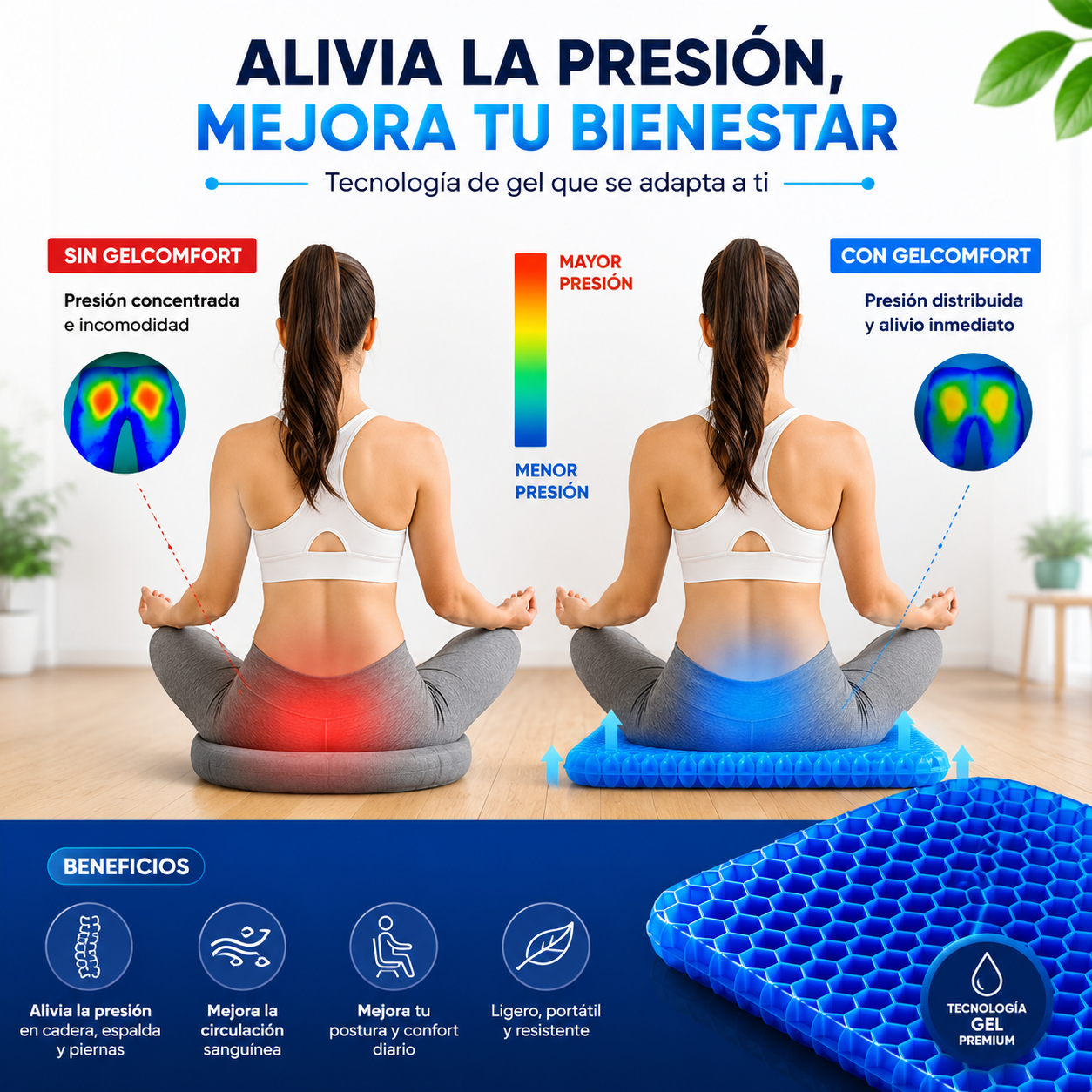GelComfort™ | Cojín Antidolor para Espalda y Cadera