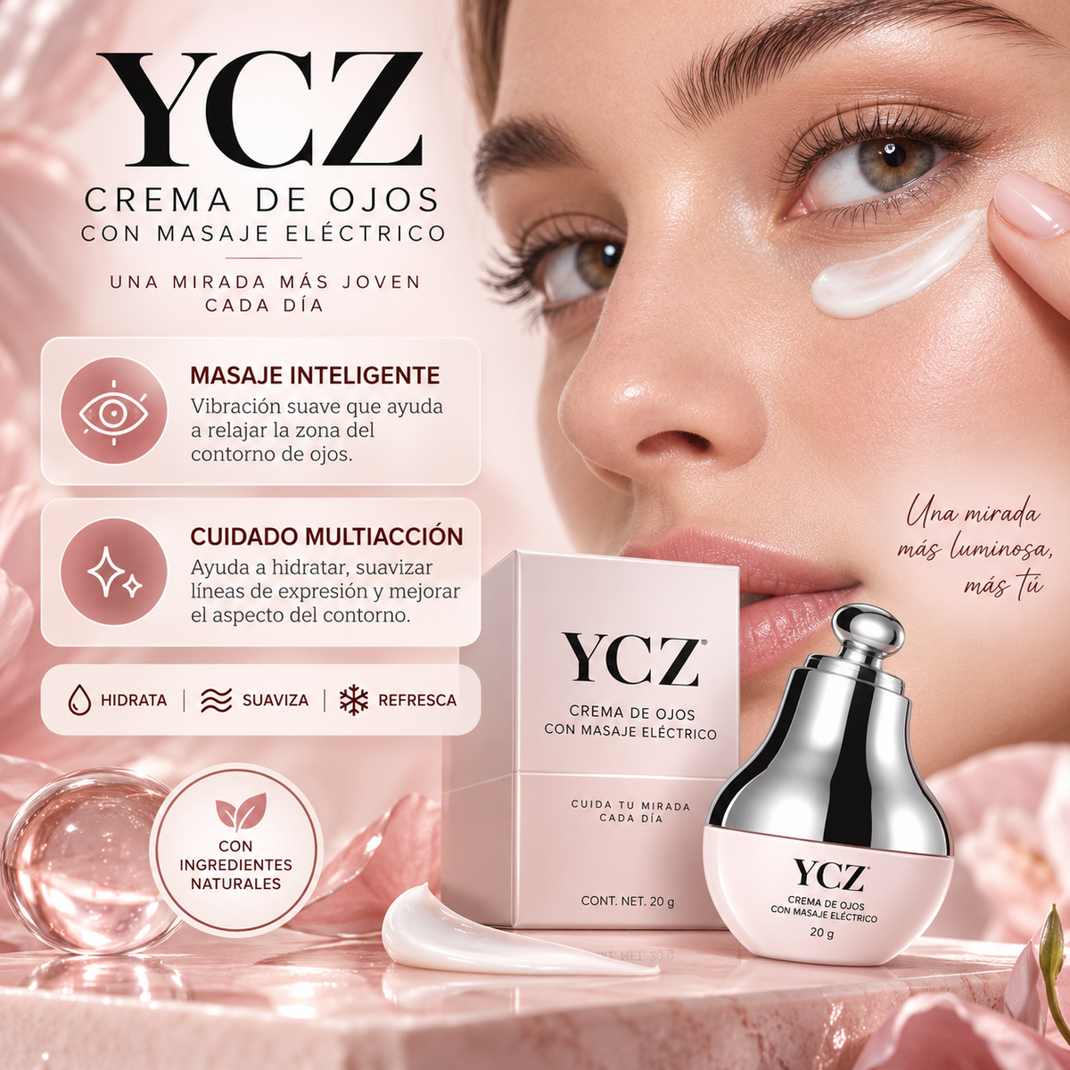 Crema de Ojos YCZ™ | con Masaje Eléctrico | Reduce Ojeras y Desinflama tu Mirada